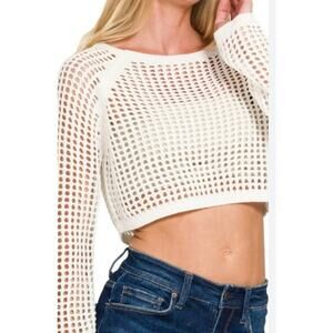Zenana Cropped Open Knit Top NEW